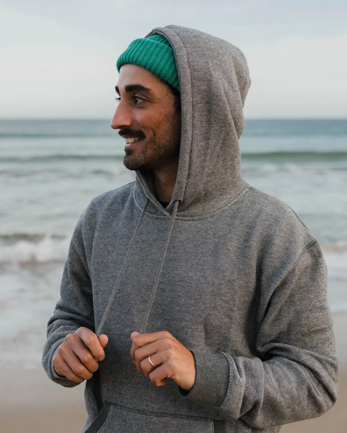 Heritage Textured Relaxed Fit Hoodie - Charcoal