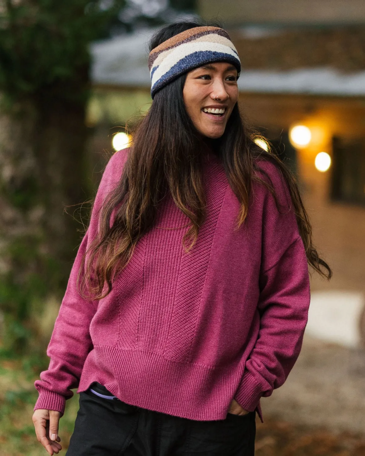 Hideout Oversized Recycled Knitted Sweater - Rhubarb