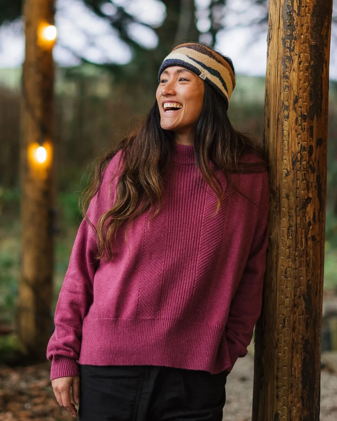 Hideout Oversized Recycled Knitted Sweater - Rhubarb