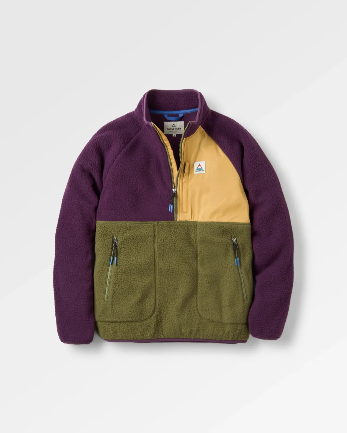 Home Recycled Sherpa Fleece - Deep Plum/Khaki Green