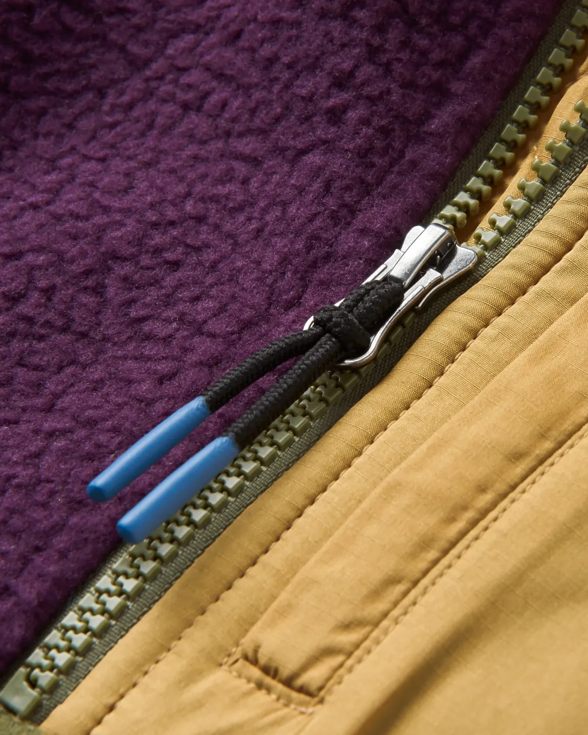 Home Recycled Sherpa Fleece - Deep Plum/Khaki Green