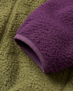Home Recycled Sherpa Fleece - Deep Plum/Khaki Green