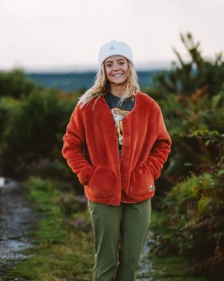 Iris Collarless Recycled Fleece Jacket - Baked Clay