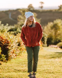 Iris Collarless Recycled Fleece Jacket - Baked Clay