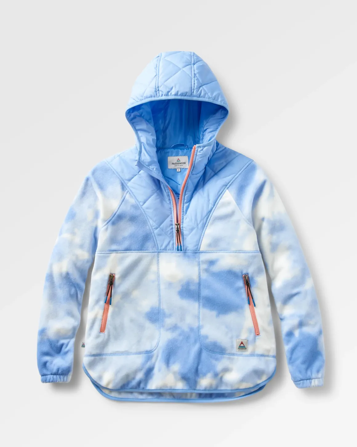 Juana Recycled Polar Hooded Fleece - Tie Dye Cornflower