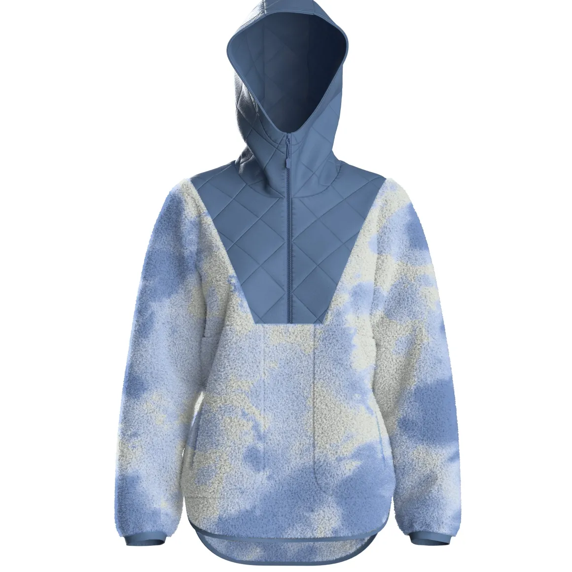 Juana Recycled Polar Hooded Fleece - Tie Dye Cornflower