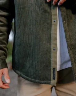 Kodiak Sherpa Lined Cord Shirt Jacket - Dusty Olive