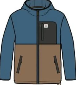 Loch Hooded Recycled Polar Fleece - Toffee/Blue Steel