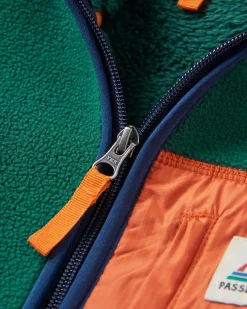 Loch Hooded Recycled Polar Fleece - Rain Forest/Rich Navy