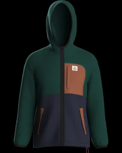 Loch Hooded Recycled Polar Fleece - Rain Forest/Rich Navy