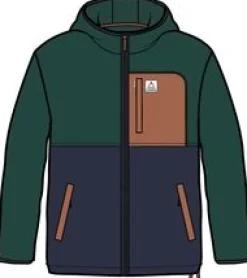 Loch Hooded Recycled Polar Fleece - Rain Forest/Rich Navy