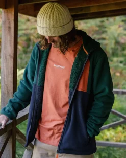 Loch Hooded Recycled Polar Fleece - Rain Forest/Rich Navy