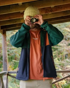 Loch Hooded Recycled Polar Fleece - Rain Forest/Rich Navy