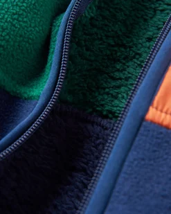 Loch Hooded Recycled Polar Fleece - Rain Forest/Rich Navy