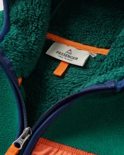 Loch Hooded Recycled Polar Fleece - Rain Forest/Rich Navy