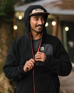 Loch Hooded Recycled Polar Fleece - Black