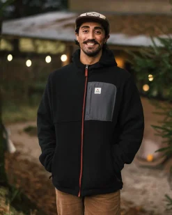 Loch Hooded Recycled Polar Fleece - Black