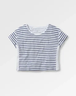 Magnolia Recycled Cotton Crochet Trim T-Shirt - Navy Stripe