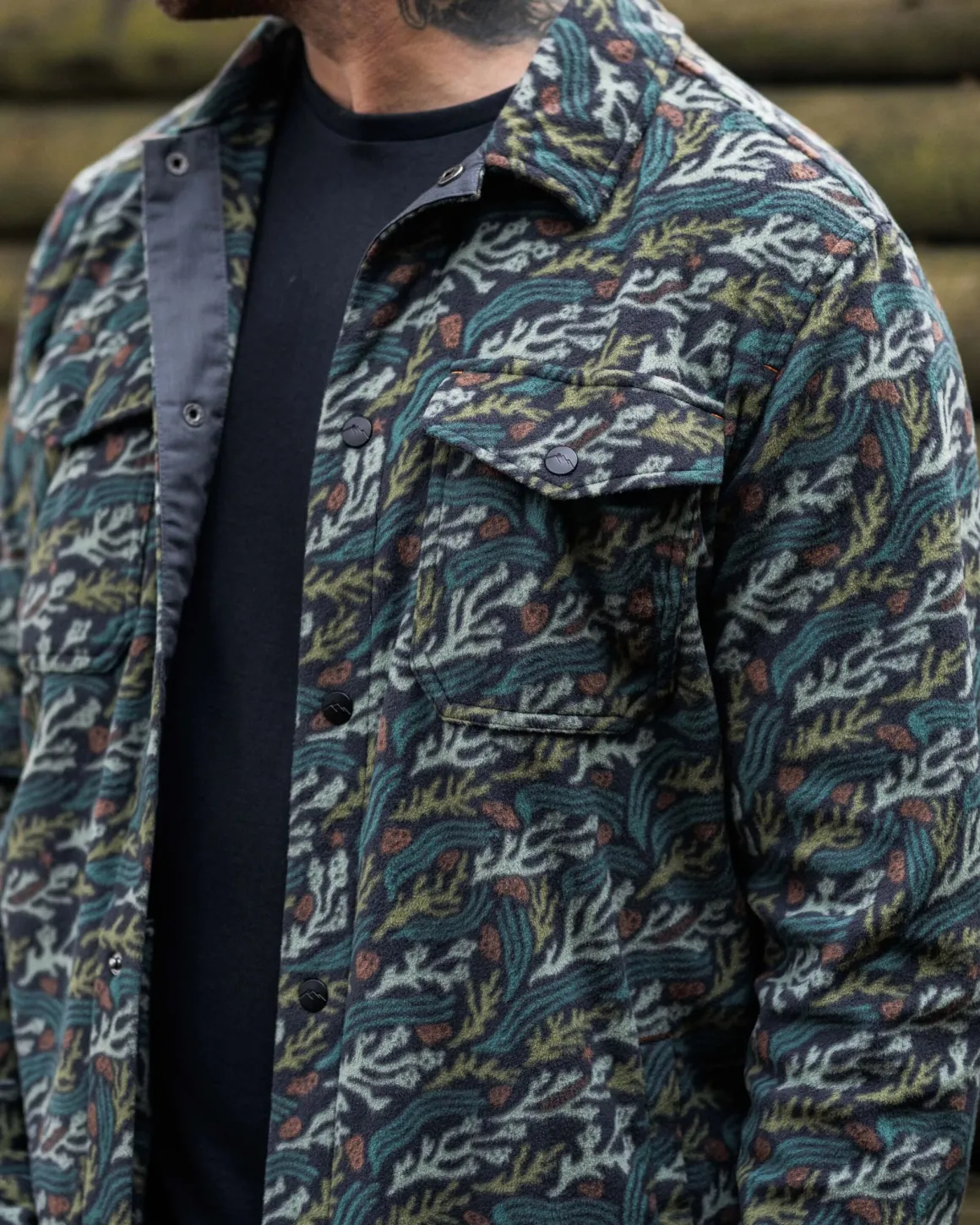 Maple Polar Recycled Fleece Shirt - Ocean Current Black