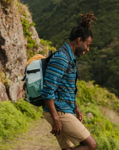 Maple Polar Recycled Fleece Shirt - Patchwork Stripe Tidal Blue