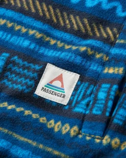 Maple Polar Recycled Fleece Shirt - Patchwork Stripe Tidal Blue