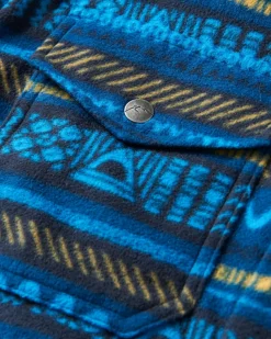 Maple Polar Recycled Fleece Shirt - Patchwork Stripe Tidal Blue