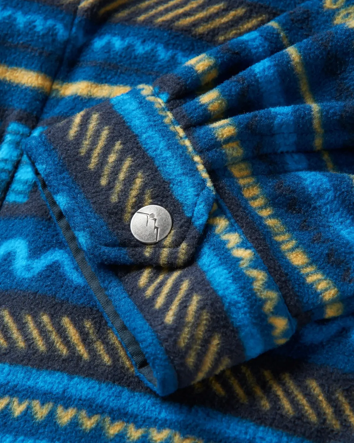 Maple Polar Recycled Fleece Shirt - Patchwork Stripe Tidal Blue