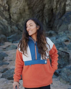 Maren Half Zip Recycled Sherpa Fleece - Burnt Orange