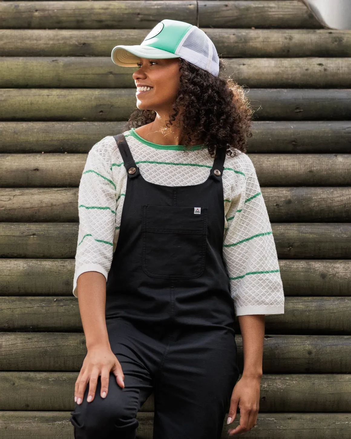 Migrate Organic Knitted Sweater - Green spruce stripe