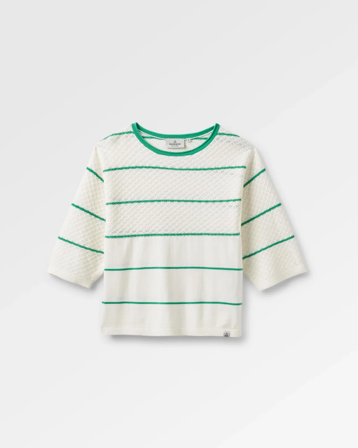 Migrate Organic Knitted Sweater - Green spruce stripe