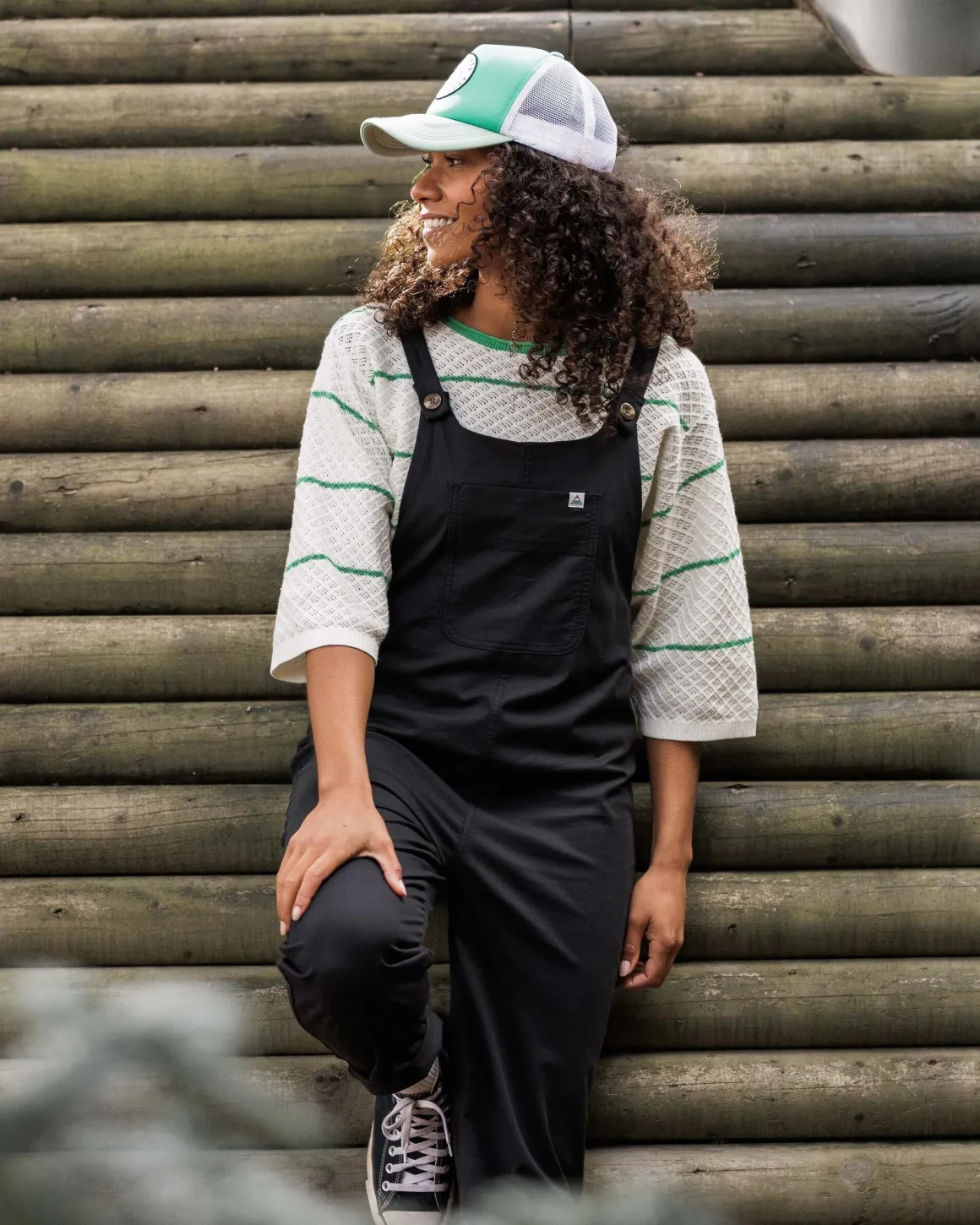 Migrate Organic Knitted Sweater - Green spruce stripe