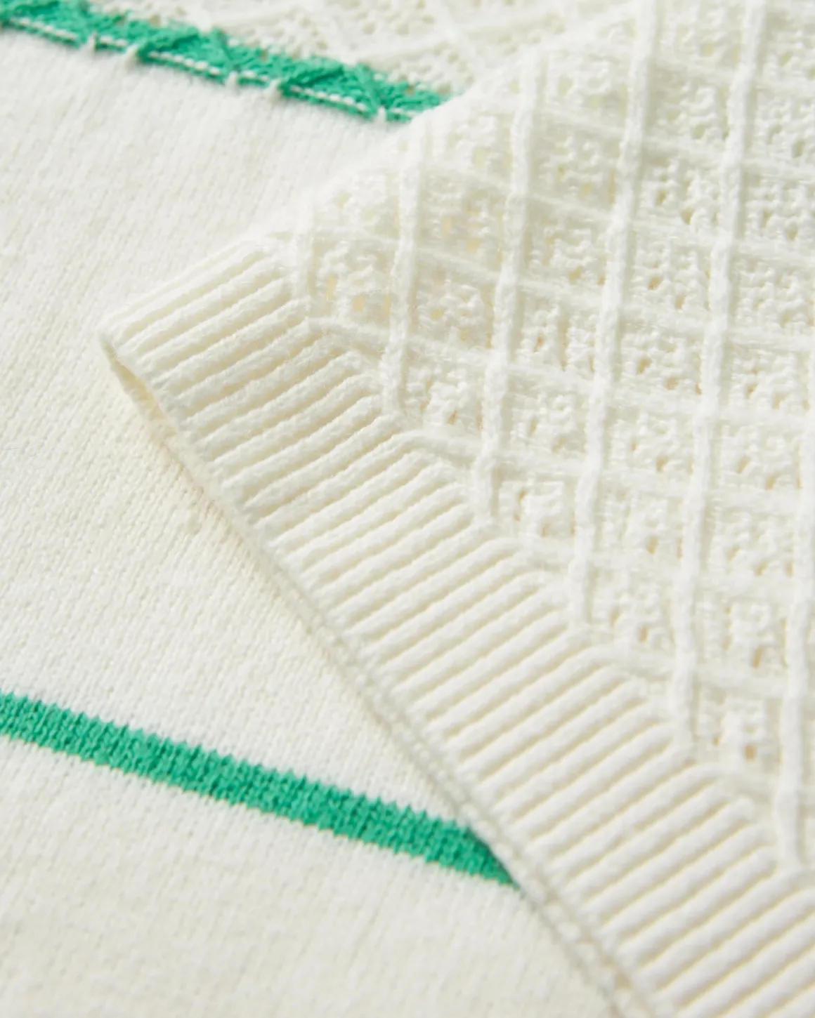 Migrate Organic Knitted Sweater - Green spruce stripe