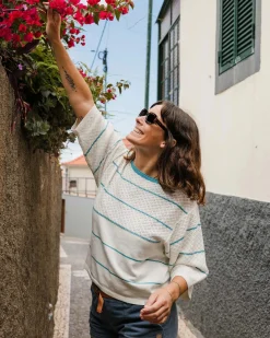 Migrate Organic Knitted Sweater - Blue Pool Stripe