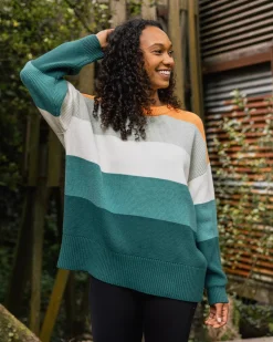 Moments Oversized Organic Knitted Sweater - Multi Stripe