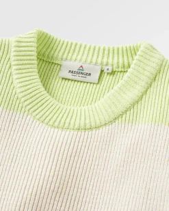 Moments Oversized Organic Knitted Sweater - Lime Multi Stripe