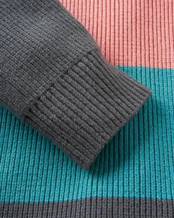 Moments Oversized Organic Knitted Sweater - Lime Multi Stripe