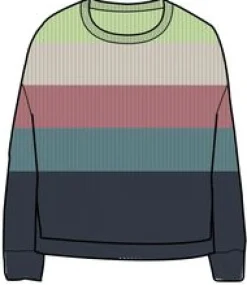 Moments Oversized Organic Knitted Sweater - Lime Multi Stripe