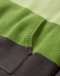 Moments Oversized Organic Knitted Hoodie - Mustard Yellow Multi Stripe