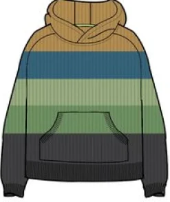 Moments Oversized Organic Knitted Hoodie - Mustard Yellow Multi Stripe