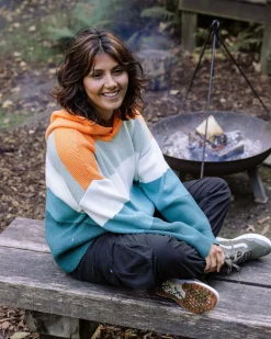 Moments Oversized Organic Cotton Knitted Hoodie - Multi Stripe