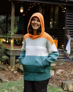 Moments Oversized Organic Cotton Knitted Hoodie - Multi Stripe