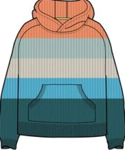 Moments Oversized Organic Cotton Knitted Hoodie - Multi Stripe