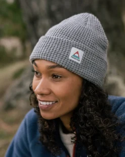 Moss Double Layer Recycled Waffle Beanie - Gray Marl