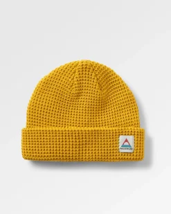 Moss Double Layer Recycled Waffle Beanie - Mustard Yellow