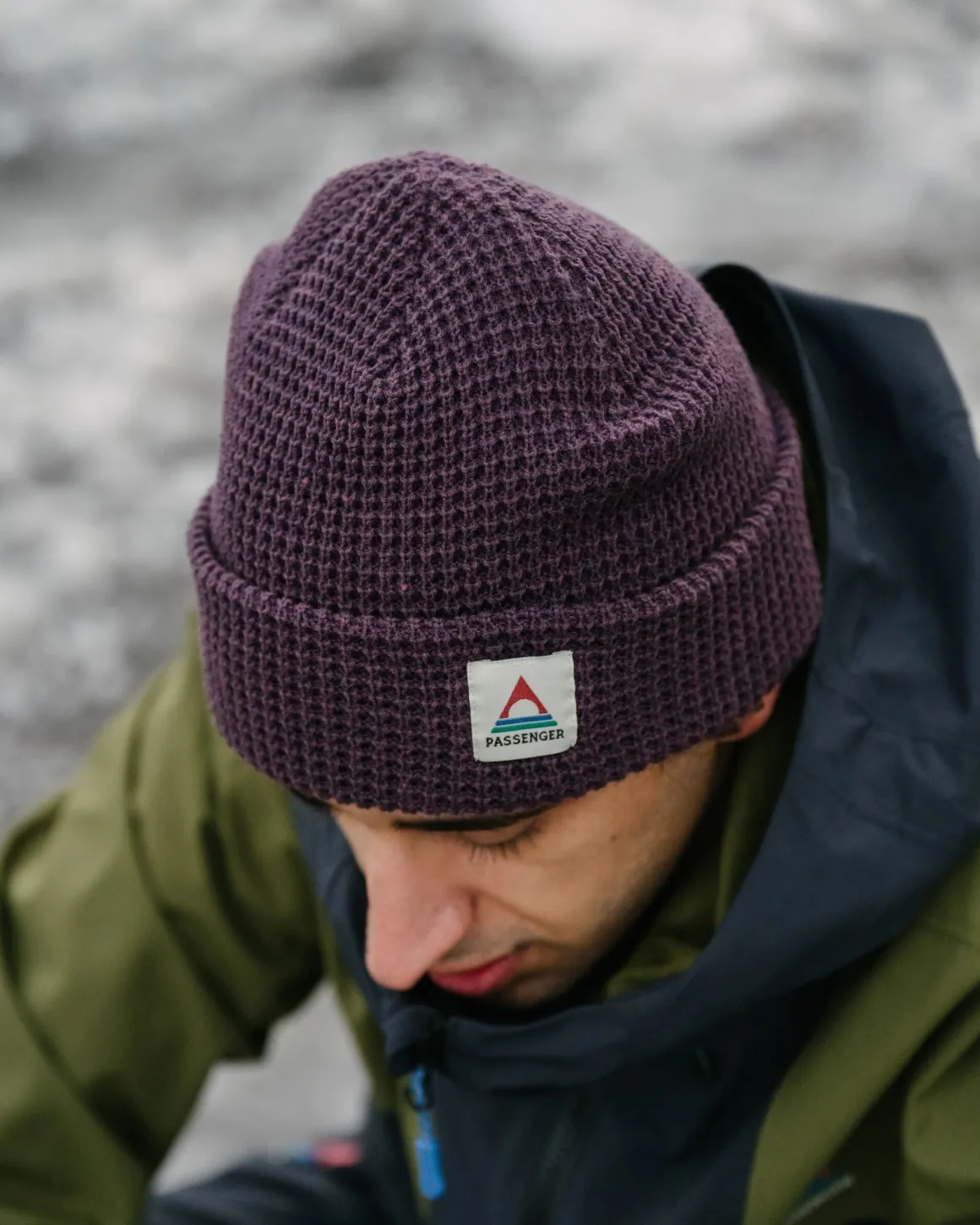 Moss Recycled Double Layer Waffle Beanie - Deep Plum
