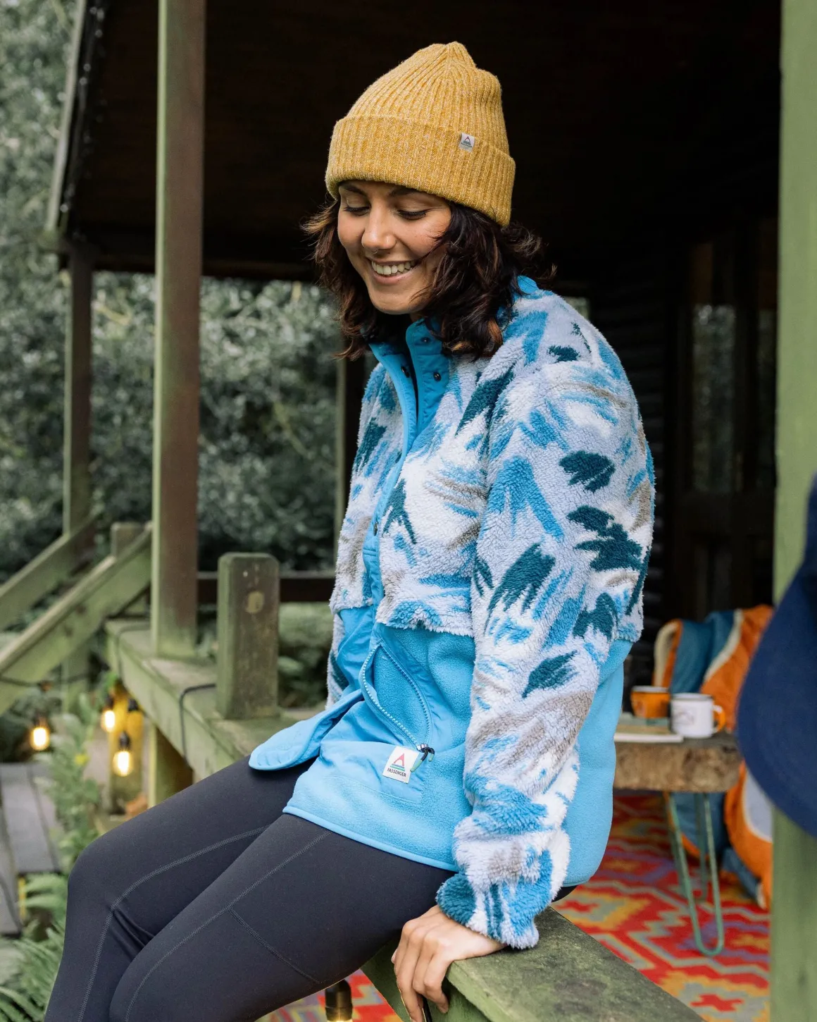 Navegado Recycled Soft-Touch Sherpa Fleece - Abstract Mountain Blue Fog