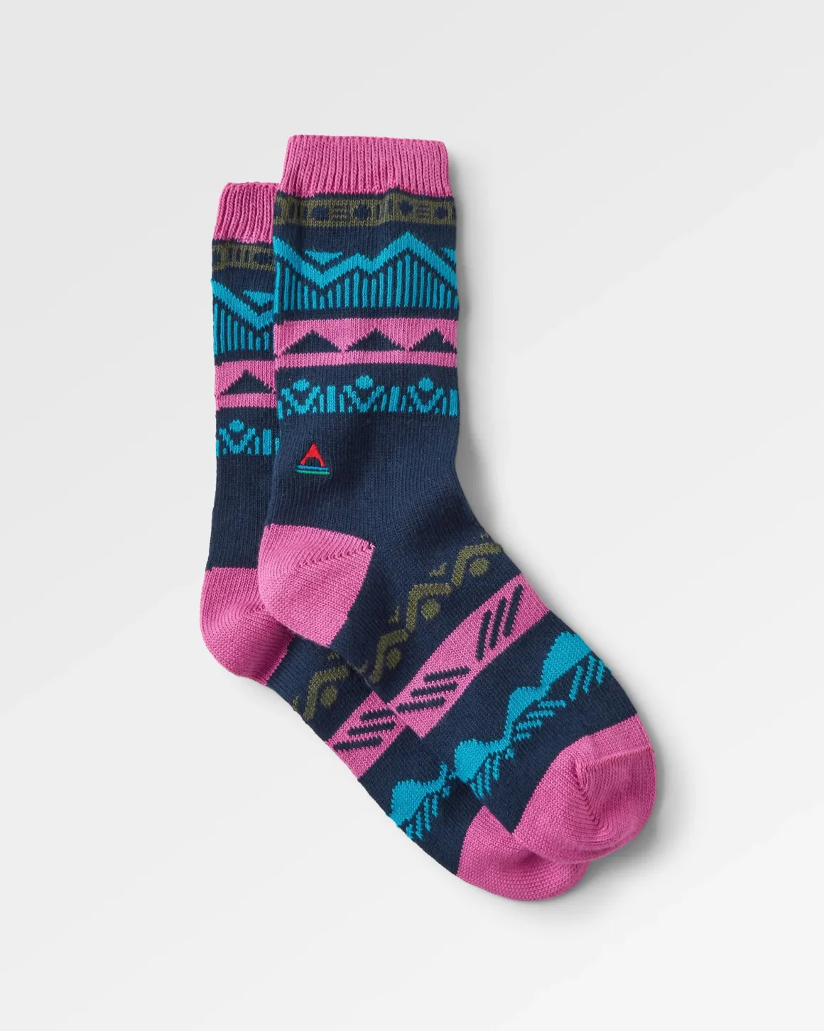 Nettle Organic Patterned Socks - Rich Navy