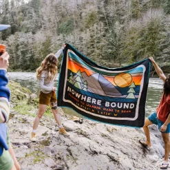 Nomadic Recycled Sherpa Blanket - Black 'Nowhere Bound' Print