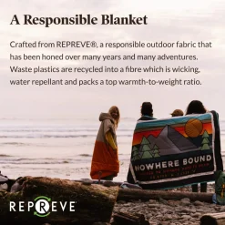 Nomadic Recycled Sherpa Blanket - Black 'Nowhere Bound' Print