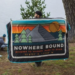Nomadic Recycled Sherpa Blanket - Black 'Nowhere Bound' Print